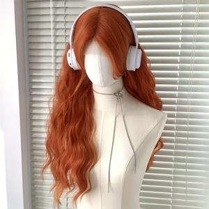 TEMU 1개 24인치/60cm 여성용 컬리 풀 헤드 가발, 고온 섬유 오렌지 롱 컬리 헤어, 푹신하고 통기성 좋음, 패셔너블하고 가벼움, 롤플레잉, 여행 사진, 파티 등에 적합, 새해에도 적합