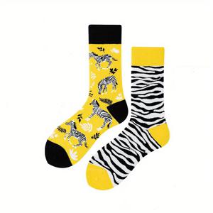 TEMU 여성용 제브라 양말 1켤레 - 귀여운 줄무늬 동물 프린트 & , 편안하고 재미있는 캐주얼 양말, 여성 선물용