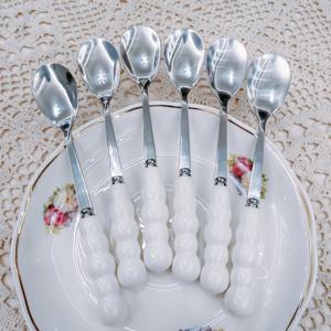 TEMU 세련된 스푼 6개 세트 - 귀여우면서도 독특한 스푼, 매력적인 스테인리스 스틸 커트러리, 커피 스푼, 디저트 스푼, 믹싱 스푼, 향신료 스푼, 꿀 스푼, 티 스푼 커트러리, 주방 사용 및 오후 티에 이상적