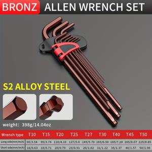 TEMU 슈퍼 하드 S2 육각 소켓 렌치 세트 및 휴대용 내부 육각 스크루드라이버 6면 키 세트