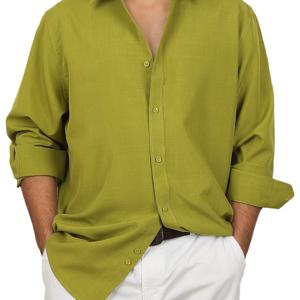 TEMU 1개 남녀공용 인조 린넨 셔츠, 여름 통기성 모리 스타일 캐주얼 셔츠, 데일리 솔리드 컬러 비즈니스 포멀 긴팔 버튼 셔츠, 화려한 트렌디 셔츠, 부드럽고 가벼운 편안한 셔츠, 비치 웨딩 셔츠