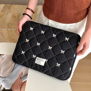 TEMU Macbook 및 Ipad 10/11인치, 13/14인치, .6인치에 적합한 보우노트 자수 노트북 가방, 귀여운 노트북 슬리브