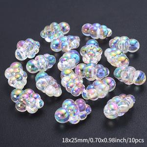 TEMU 투명 아크릴 AB 구름 비즈 10개, 수제 주얼리 제작용 루스 스페이서 비즈, 비즈 팔찌 및 반지 추가