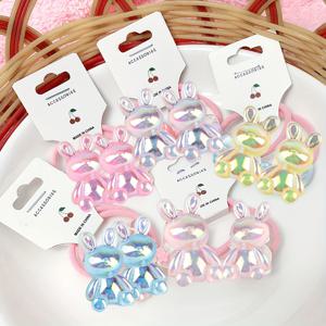 TEMU 10개 곰 디자인 비즈 머리끈 - 여아 및 여성용 고신축 아크릴 포니테일 밴드, 야외 활동용 귀여운 파스텔 컬러, 하이킹 액세서리, 일상 사용, 곰 장식 헤어피스, 10개 세트