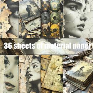 TEMU 36장의 중복되지 않는 빈티지 필름 스크래치 오버랩 웨어 스크랩북 종이, 배경 장식용 페이퍼, 선물 포장 및 기념 앨범 레트로 다이어리 핸드메이드 카드 제작에 적합한 재질 종이 5.9 * 5.9인치