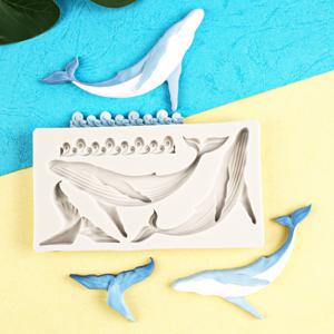 TEMU 고래, 돌고래, 물결, 물고기 꼬리용 실리콘 소프트 클레이 몰드, 아로마테라피 석고 장식 제작에 사용