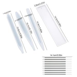 TEMU 레진 캐스팅 몰드 세트 볼펜 실리콘 몰드 DIY 북마크 에폭시 레진 몰드 수제 문구 공예 펜 몰드