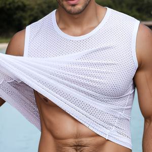 TEMU 남성용 여름 트렌디한 메쉬 통기성 탱크탑 핏니스, 달리기, 낚시, 요가, 사이클링, 캐주얼 스포츠용 민소매 티셔츠 조끼