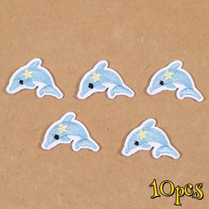 TEMU 10개 세트 귀여운 해양 생물 패치, 정교한 파란 돌고래 스티커 - 캔버스 가방, 백, 모자, 옷에 다림질 가능