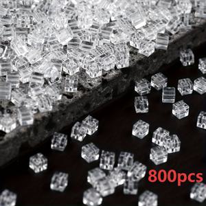 TEMU 4mm 800pcs 투명 큐브 아크릴 드릴링 산란된 비즈 DIY 수제 비즈 가방 니트 보석 만들기 재료 액세서리 장식 비즈