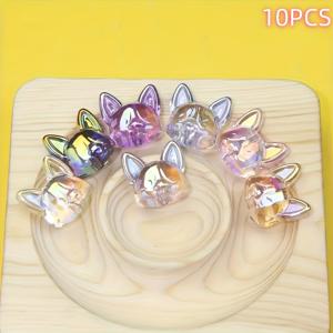TEMU 10개 투명 코팅 아크릴 코기 강아지 머리 비즈, DIY 액세서리 제작용, 목걸이, 팔찌, 키링, 비즈 펜 액세서리