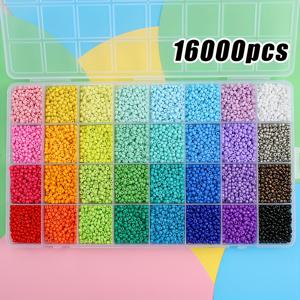 TEMU 16000개 3mm 유리 비즈 팔찌 만들기 키트, 소형 구슬, 32색 액세서리 및 공예용 비즈 - 비딩 재료