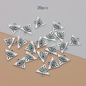 TEMU 아연 합금으로 제작된 파란 눈 마개 귀걸이 20개 세트. 삼각형 펜던트와 고대 은색 티베트 스타일의 끝이 특징이며, 수제 패션 주얼리 스타일의 팔찌, 귀걸이 및 목걸이에 완벽합니다.