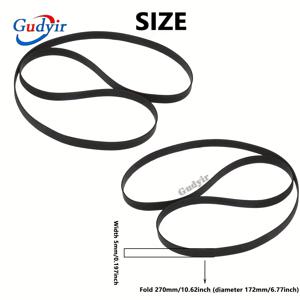 TEMU 2개입 구디르 블랙 고무 레코드 플레이어 벨트 - 5mm 폭 x 270mm 접힌 길이, 고탄성 내구성 벨트로 소음 감소 및 원활한 회전 복원, 프로페셔널 디자인, 비닐 레코드 플레이어 액세서리, DJ 장비용, 고탄성 재질, 마모 방지 벨트