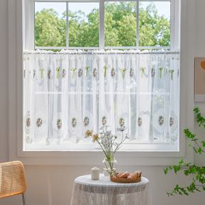 TEMU 프렌치 빈티지 레이스 도어 커튼, 고급스러운 시트 드레이프, 빛을 받아들이는 반창, 행주 패널 (로드에 걸 수 있음)