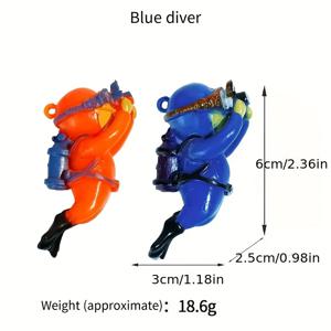 TEMU 귀여운 다이버 수족관 장식품 2개 - 다이빙 장비가 포함된 인터랙티브 부력 PVC 액세서리, 주황색과 파란색 디자인, 수족관에 생동감 넘치는 수중 풍경을 더하기 | 다채롭고 기억에 남는 수중 환경 조명기, 수족관 액세서리