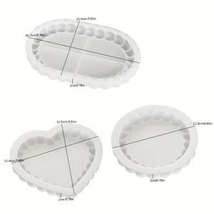 TEMU 3개 실리콘 몰드 세트 - 하트 모양, 타원형, 원형 모양 (시멘트 캐스팅용) | 주얼리, 장식품, 양초 받침대에 적합 | 미술 공예 및 홈 데코, 수제 트레이 | 장식 트레이 | 실리콘 소재