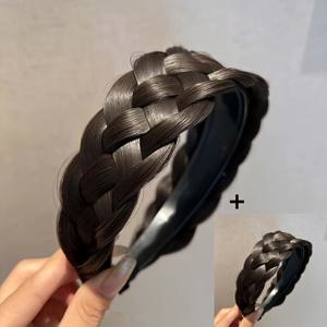 TEMU 2개입 피쉬본 브레이드 가발 캡, 일체형 헤어 클립, 장식 액세서리 포함 수제 머리띠