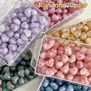 TEMU 20개 그라데이션 통통 하트 아크릴 비즈, 주얼리 만들기, 팔찌 목걸이 키체인 및 액세서리 부품용