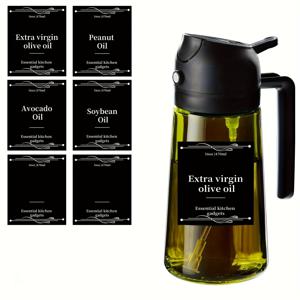TEMU 16Oz 유리 올리브 오일 디스펜서 병 | 6pcs 스티커가 포함된 2-In-1 오일 병 및 쿠킹 스프레이, 바베큐, Rvs, 주방, 크리스마스 및 가을 장식에 적합|오일스프레이