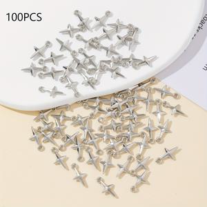 TEMU 100개 골드 & 실버 사각별 펜던트 - DIY 주얼리 만들기, 핸드크래프트 및 팔찌 디자인에 완벽한 액세서리 비즈 세트 - 크래프팅과 패션 프로젝트용