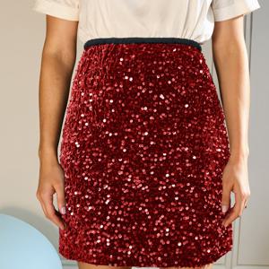 TEMU 여성용 스커트, 우아한 시퀸 리틀 A 미니스커트, 패셔너블 반짝이 스커트, 콘서트, 파티, 클럽용