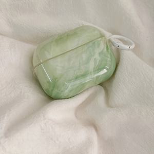 TEMU Airpods 4, Airpods Pro 3세대 및 4세대, 아이팟 2세대, Airpods 3 케이스 호환, 그린 마블 애플 헤드폰 보호 케이스
