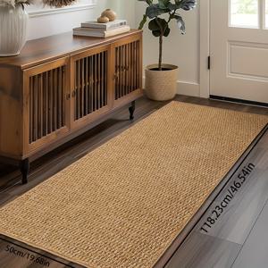 TEMU 노르딕 스타일 브라운 인조 황마 원단 세탁 가능 가정용 현관 매트, 실내외 출입구 매트, 침실 입구 라이트 럭셔리 홈 데코 매트, 관리 쉬운 현관 매트