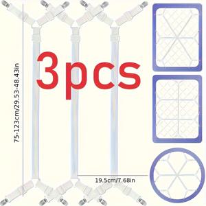 TEMU 3개입 조절 가능한 매트리스 시트 스트랩, 나일론 탄성 고정 클립 포함, 모든 사이즈에 적합한 확장형 시트 홀더, 내구성 강화 및 건조 안전, 블랙