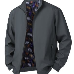 TEMU 남성용 봄/가을 자켓, 지퍼 스탠드 칼라 캐주얼 탑 스포티 트렌디 자켓