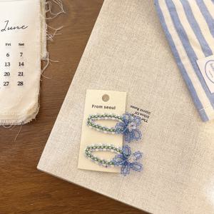 TEMU 2개 세트 핸드메이드 패브릭 직조 오벌 헤어클립 - 파스텔 & 생생한 컬러 비즈 꽃핀, 귀여운 스위트 스타일 앞머리/사이드 머리용, 일상 및 특별한 날을 위한 장식 헤어피스