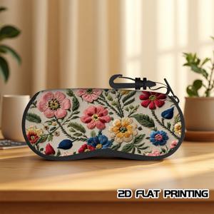 TEMU 손수 제작된 꽃무늬 자수 안경 케이스 - 화려한 핑크, 레드, 블루 & 그린 꽃무늬 디자인으로 스타일리시한 여행 액세서리, 남성용으로 내구성과 미학적인 감동을 선사하는 독특한 선물 아이디어, 스타일리시한 안경, 장식적인 자수, 예술적인 자수
