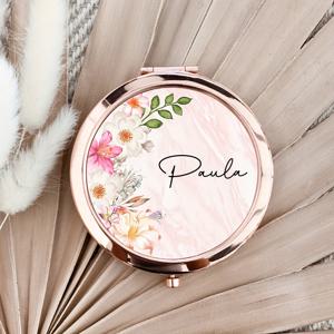 TEMU 1개 맞춤형 이름/이니셜 메이크업 거울, 여행용 휴대용 미니 확대거울, 여성&소녀를 위한 로즈 거울, 학교, 사무실, 출퇴근용 이름/이니셜 각인 가능