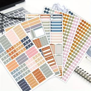 TEMU 5장/784개 스티커 - 스타일의 창의적인 다이어리 스티커, 색상 코드 스케줄 스티커 - 무드된 뉴트럴 컬러 도트 라벨 - 캘린더 종이 책 장식용 미적 캘린더 스티커, 스크랩북 스티커