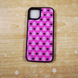 TEMU 폰케이스: 전기도금 풀 에지 프레임이 있는 충격 방지 에폭시 수지 폰케이스, 핑크 스컬 디자인 - 아이폰 16 프로 맥스/15 플러스/14 호환, 남자친구 여자친구를 위한 선물