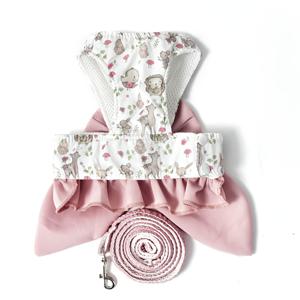 TEMU 삼색 리본 애완견 조끼 하네스 세트 (1.5m 가죽줄 포함), 조절 가능한 가슴 스트랩, 블루/핑크/그린, 사계절용, 소형/중형/대형 견종에 적합