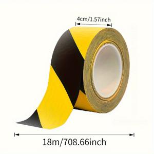 TEMU 검정색과 노란색 줄무늬 1개 PVC 안전 접착 테이프 - 내구성 있고, 부식 방지, 잔여물 없음, 실내외 사용 가능