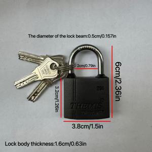 TEMU 1개 내구성 강한 금속 자물쇠 3개 열쇠 포함 - 실내/야외 방수 보안 잠금장치 | 녹방지 구리 코어, 먼지 커버 & 스틸 체인 - 게이트/창고/철제 케이지용 (단일 세트)