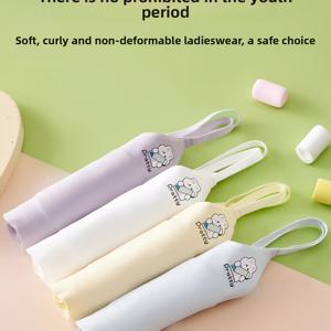 TEMU 8-13세 여아용 4pcs 코르셋 사계절 착용 가능 얇고 편안한 발달 속옷 귀여운 캐릭터 여성 속옷 학생 운동복 트레이닝 언더셔츠