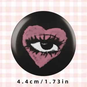 TEMU 2D 플랫, 애니메이션 영감 하트 & 아이 브로치 핀 - 핑크 & 블랙, 내구성 있는 플라스틱/스테인리스 스틸, 가방 및 옷용 다중 스타일 장식 브로치 - 애니메이션 팬을 위한 독특한 선물, 애니메이션 액세서리, 가방 장식, 기발한 디자인, 2D 플랫
