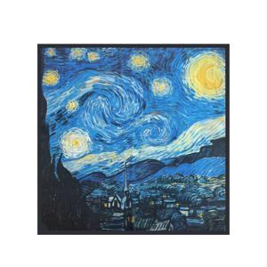 TEMU 반 고흐 '별이 빛나는 밤' 패턴의 트윌 원단은 정말로 압권입니다! 클래식한 별이 빛나는 하늘을 착용 가능한 액세서리로 변환할 때마다 매번 묶을 때마다!
