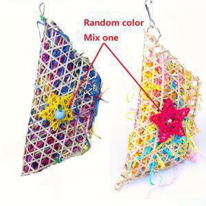 TEMU 컬러풀 앵무새 씹기 장난감 - 걸이 루프 포함, 찢어지는 새장 액세서리, 부리 운동 및 정신 자극용 - 소형부터 대형 앵무새까지 안전한 디자인, 별 모양 구조, 강력한 제작, 펫 애호가를 위한 새장 & 가금류 활동 보조 도구