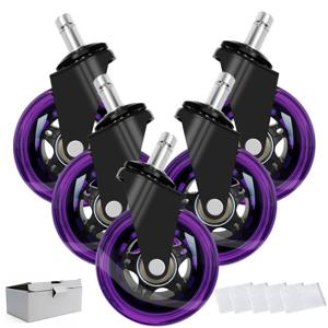 TEMU 5개 묶음 3'' 딥 퍼플 저소음 회전 캐스터 | 고강도, 스크래치 방지, 소음 없는 바퀴 (단단한 나무, 타일, 카펫용) - 사무실 의자, 게이밍 의자, 카트, 가구에 간편하게 설치 - 상업용 및 가정용