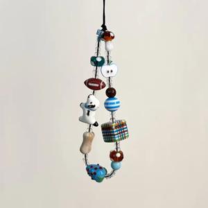 TEMU 1개 귀여운 3D 사과 강아지 격자 큐브 비즈 폰 참 체인 키코드, 스타일리시 하트 카메라 가방 액세서리 스트랩 선물용 걸이 코드