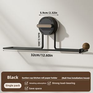 TEMU 1개 무드릴 회전 흡착식 벽걸이 휴지걸이 - 접착/나사 고정 가능 - 공간절약형 회전 디자인, 캐비닛, 싱크대, 카운터탑에 적합 - 화장지, 랩, 천 롤 보관 - 설치 간편