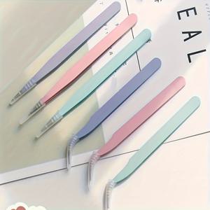 TEMU 마카롱 색상의 6개 세트 핀셋, 스테인리스 스틸 정밀 도구, 스크랩북, 네일 아트, 스티커 등에 적합. 비전기식, 무향, 혼합 색상