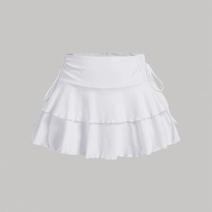 TEMU QXHL 여성용 고탄력 숏/세미스커트 - 솔리드 컬러 부채꼴 스커트, 출퇴근, 오피스 & 세미포멀 웨어에 적합한 숏 길이 - 세탁기 사용 가능 사계절 스커트 (재고 보유)