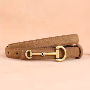 TEMU 2025년 신상 슬림 가죽 벨트. 쉬운 디자인, 소 가죽 엔드, 말굽 버클, 다양한 의상에 어울리는 캐주얼 스타일로 구성되어 있습니다.