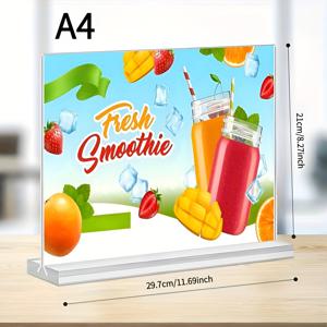 TEMU 6개 세트 양면 아크릴 디스플레이 스탠드 - 레스토랑 메뉴, 사무실 전단지, 소매점 간판용 - 내구성 강한 탁상용 홀더, 조립 불필요, 휴대용 수평 디스플레이, 호텔, 상점, 책상 사용 가능