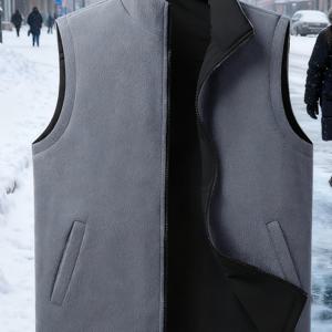 TEMU 방향성 있는 우아한 신상 가을/겨울 플리스 조끼, 따뜻하고 내구성이 뛰어난 양면 착용 가능한 두꺼운 코트, 휴일 남자친구를 위한 완벽한 선물